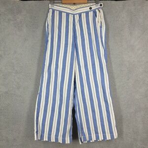 Massimo Alba Wide Leg Striped Linen Cotton Pants Made in Italy Size 42 US 6/8